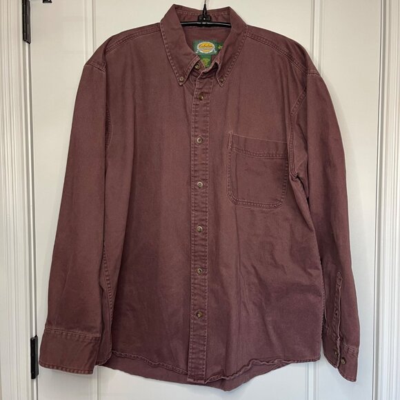 Vintage Cabela's Button Down Shirt Men's Size Large 90's Heavyweight 100% Cotton - Picture 2 of 7